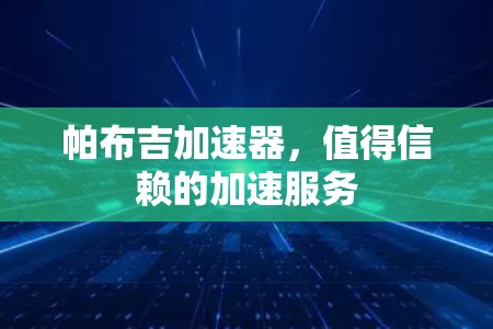 帕布吉加速器，值得信赖的加速服务