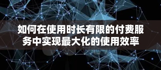 如何在使用时长有限的付费服务中实现最大化的使用效率 如何在使用时长有限的付费服务中实现最大化的使用效率