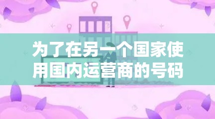 为了在另一个国家使用国内运营商的号码,您可以按照以下步骤操作